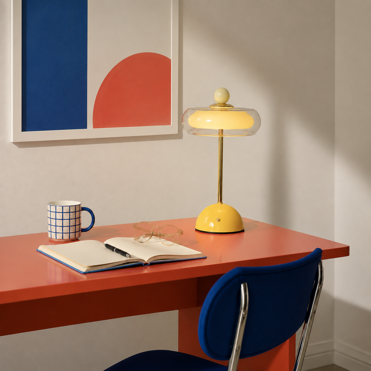Odette lamp in the original home-workspace scene, square format