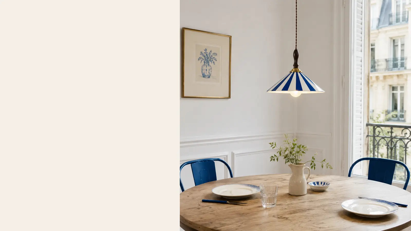 Solenne French vintage striped ceramic pendant light