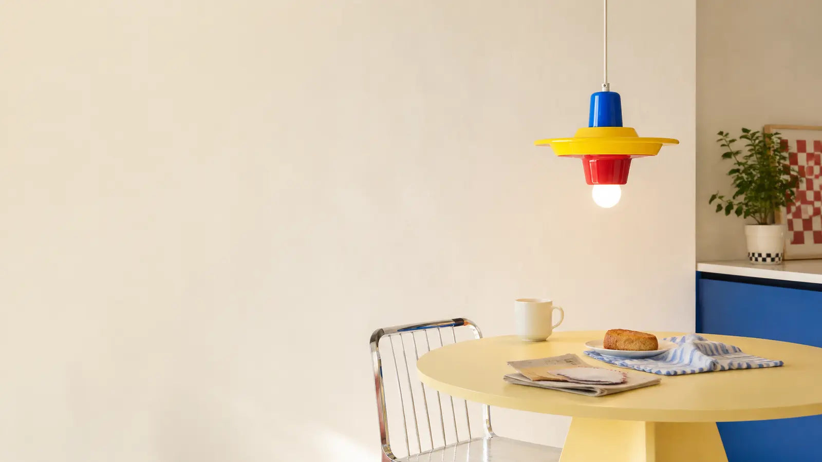 Nerola Memphis Colorblock Metal Pendant Light in a bright interior
