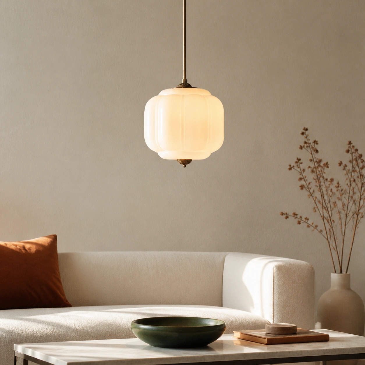 White pendant in a light luxury living room