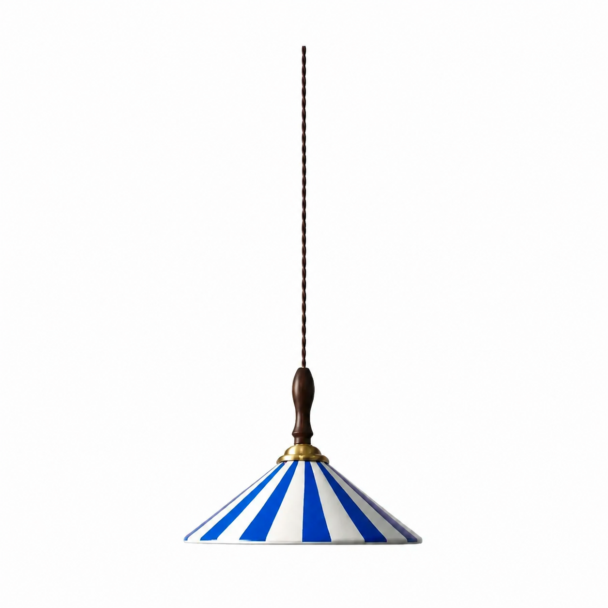 Blue striped Solenne ceramic pendant on white