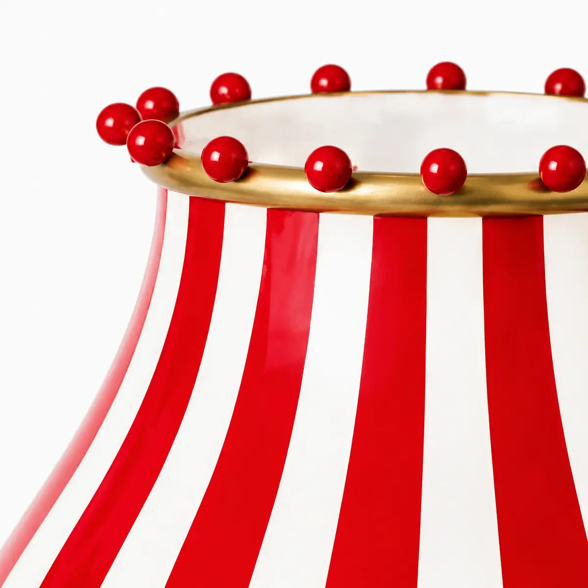 Odette gold upper shade rim with red bead trim