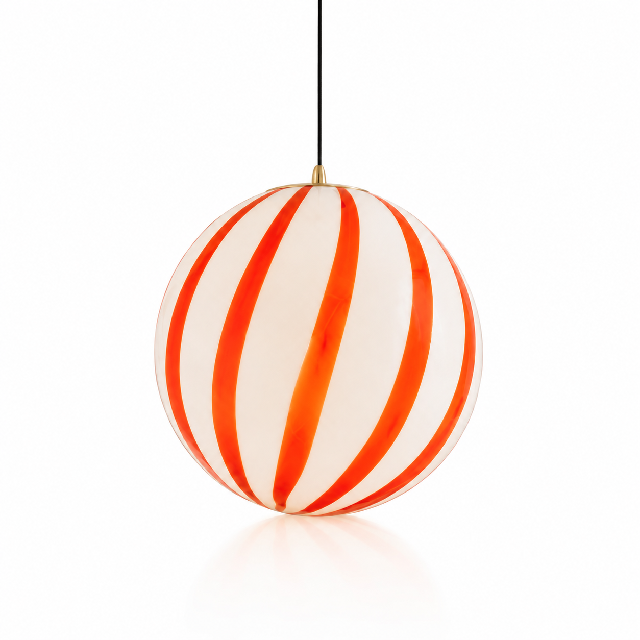 Diagonal orange red striped globe