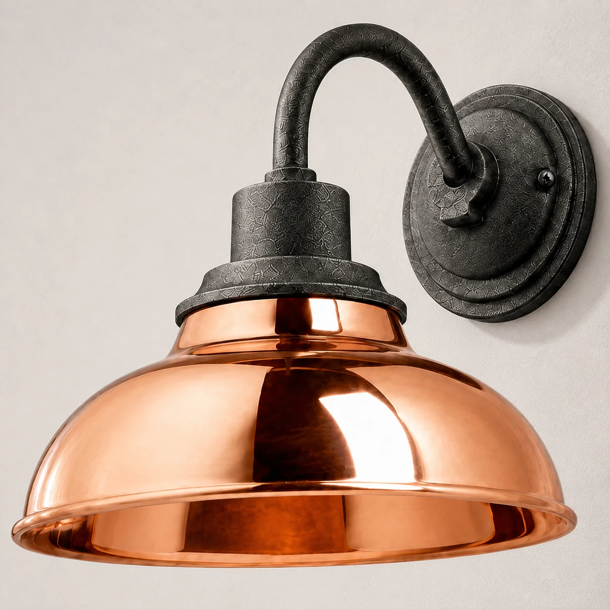 Wide metal dome shade detail