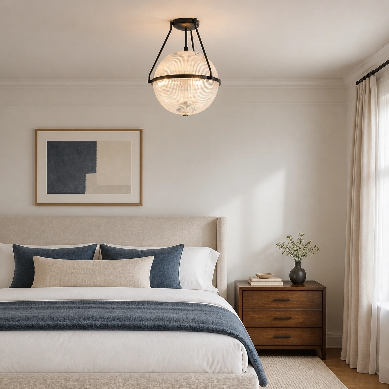 Bedroom with Sven ceiling light