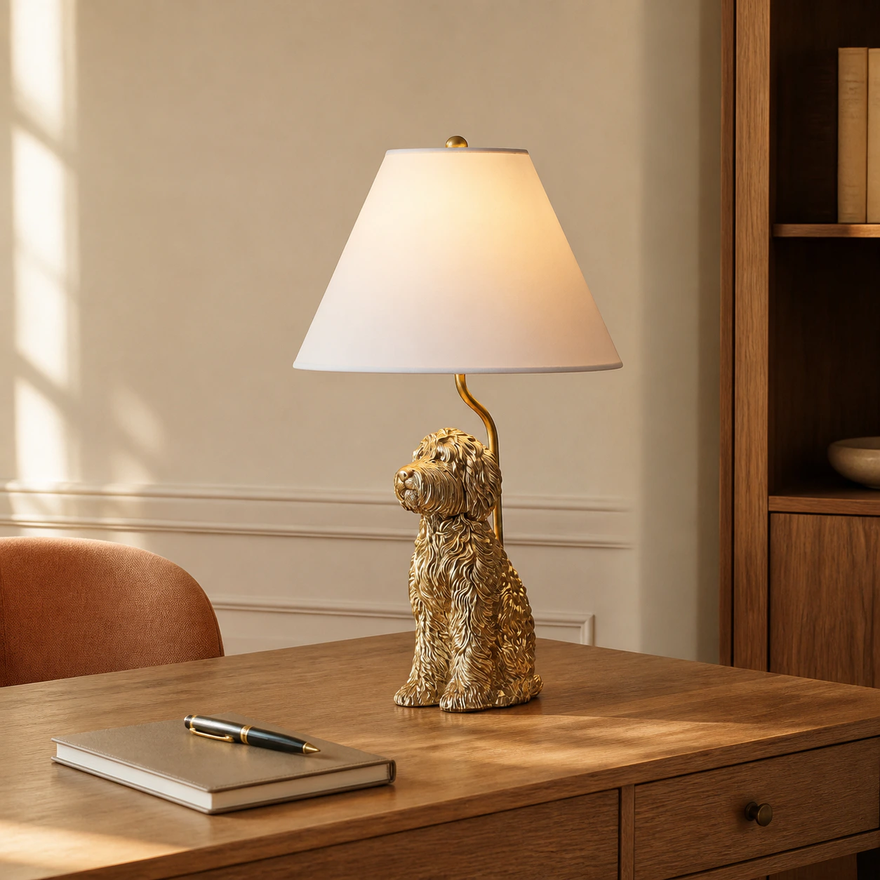 Doodle lamp on a writing desk