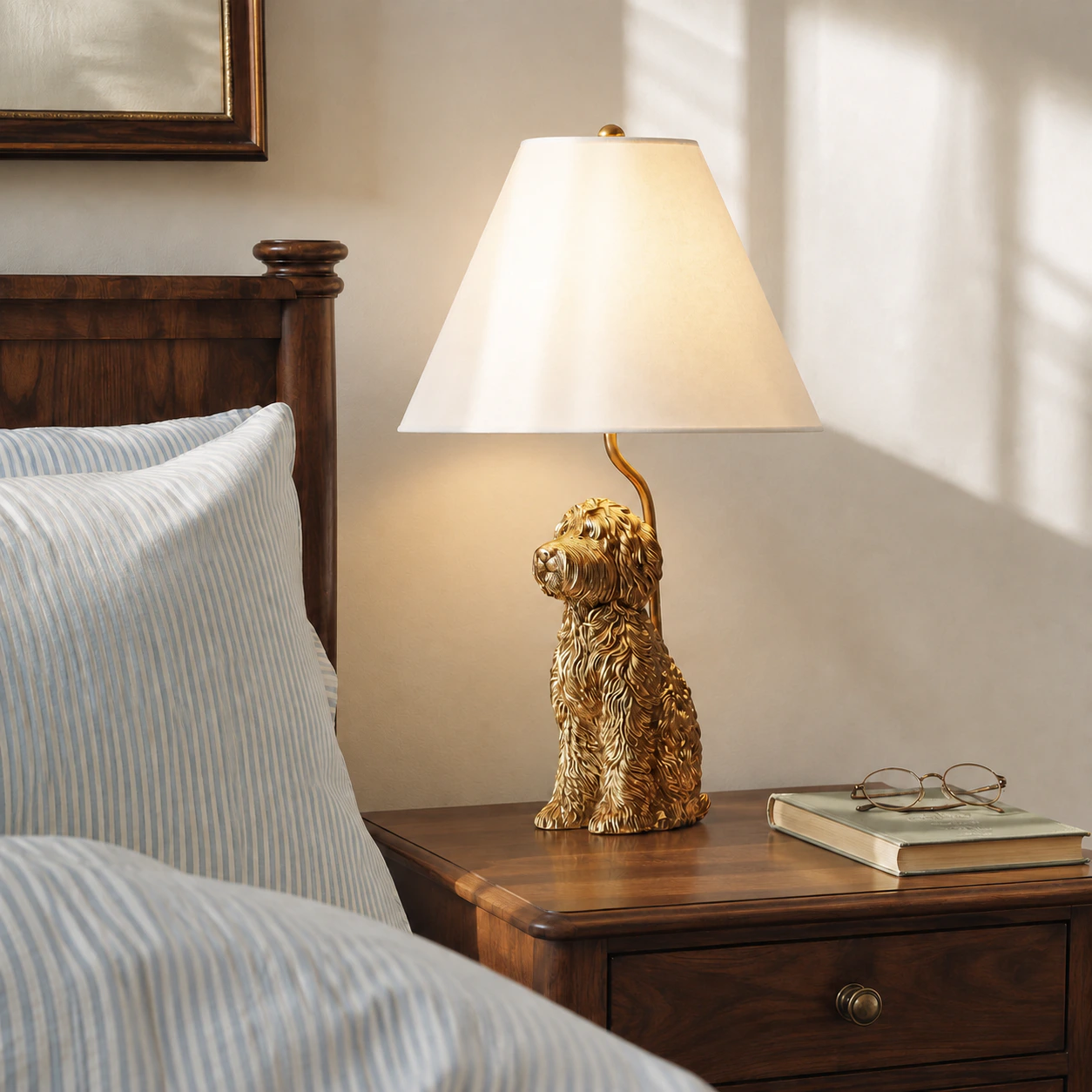 Illuminated Doodle lamp in a bedroom
