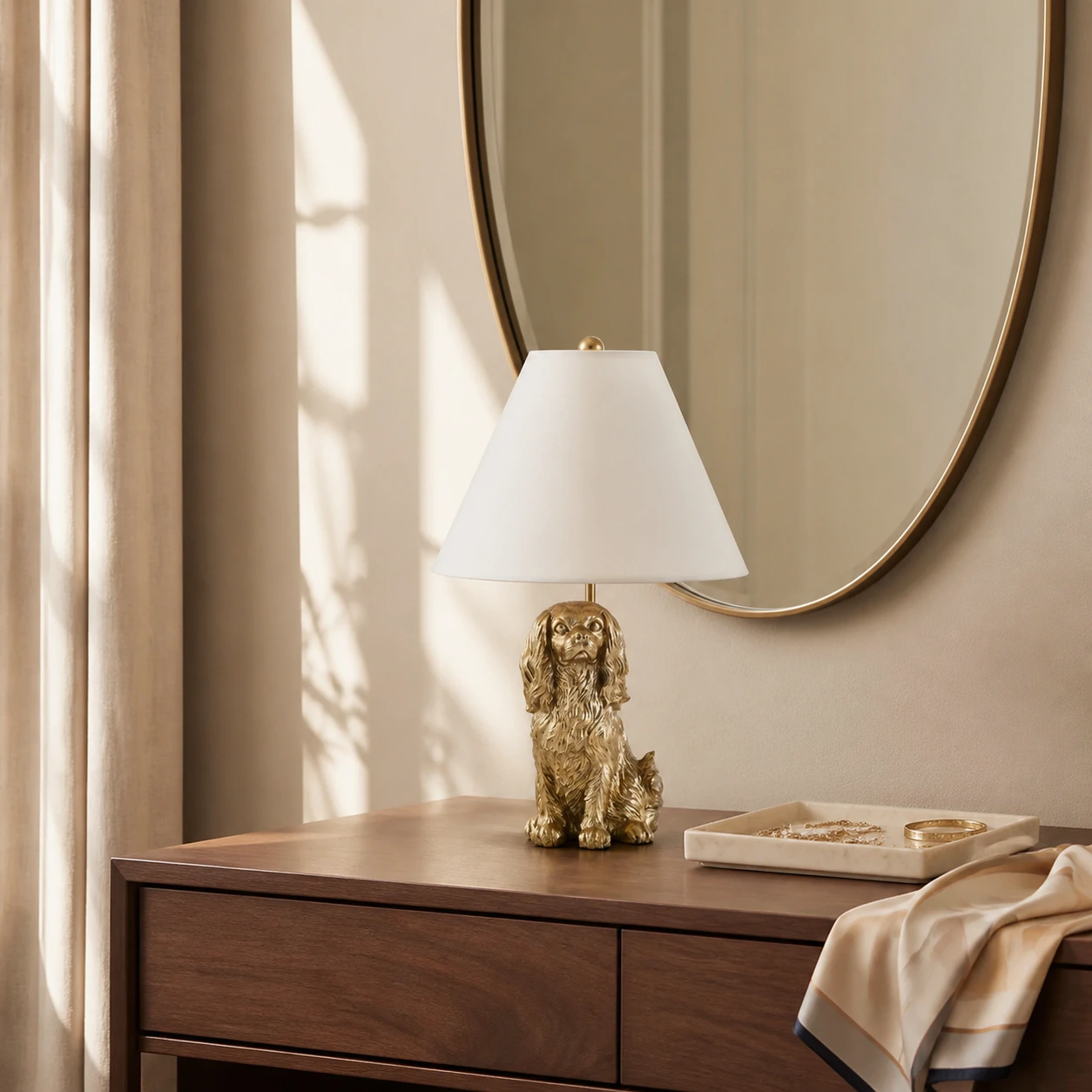 Cavalier lamp on a dressing console