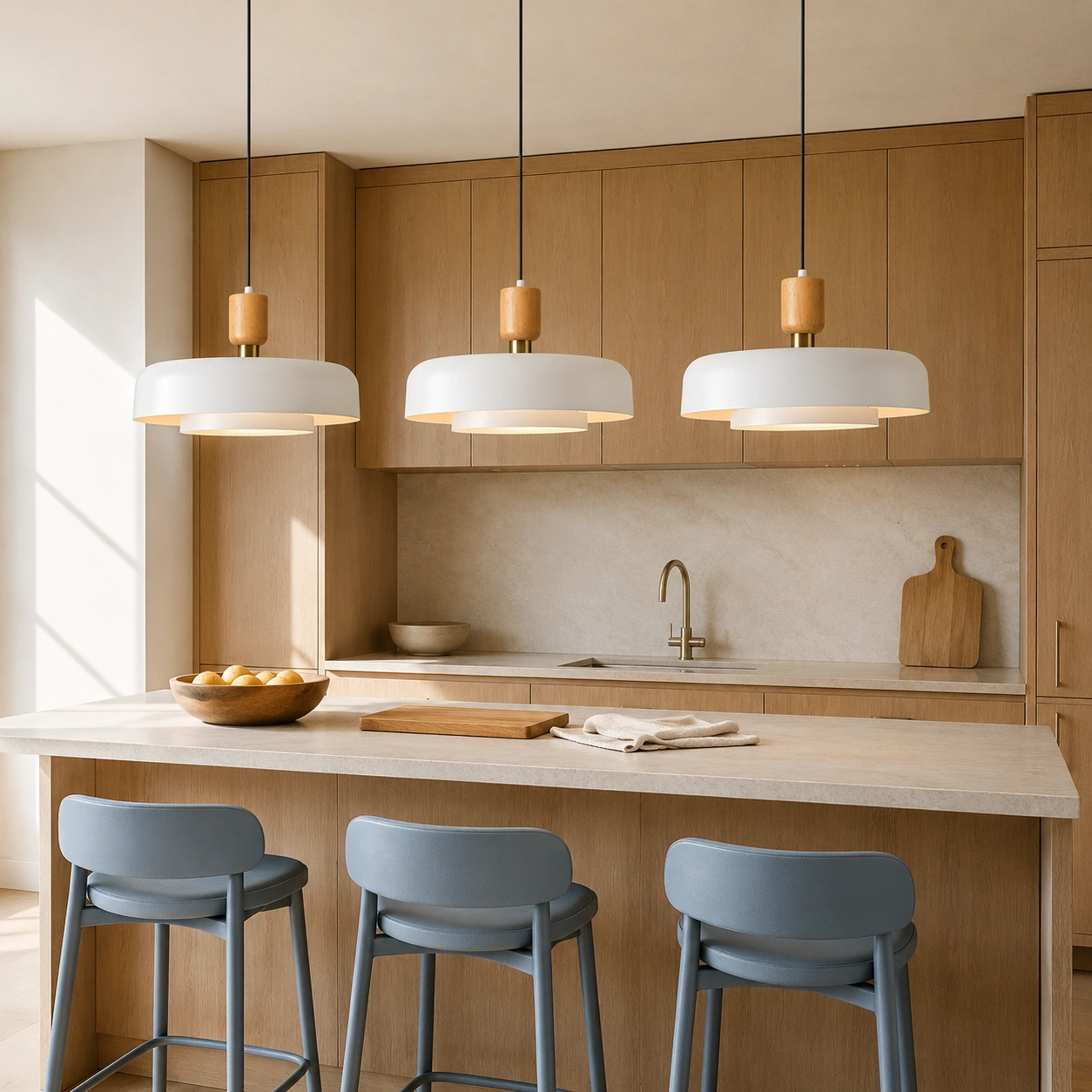 Kitchen island trio, Matte White 1 Layer