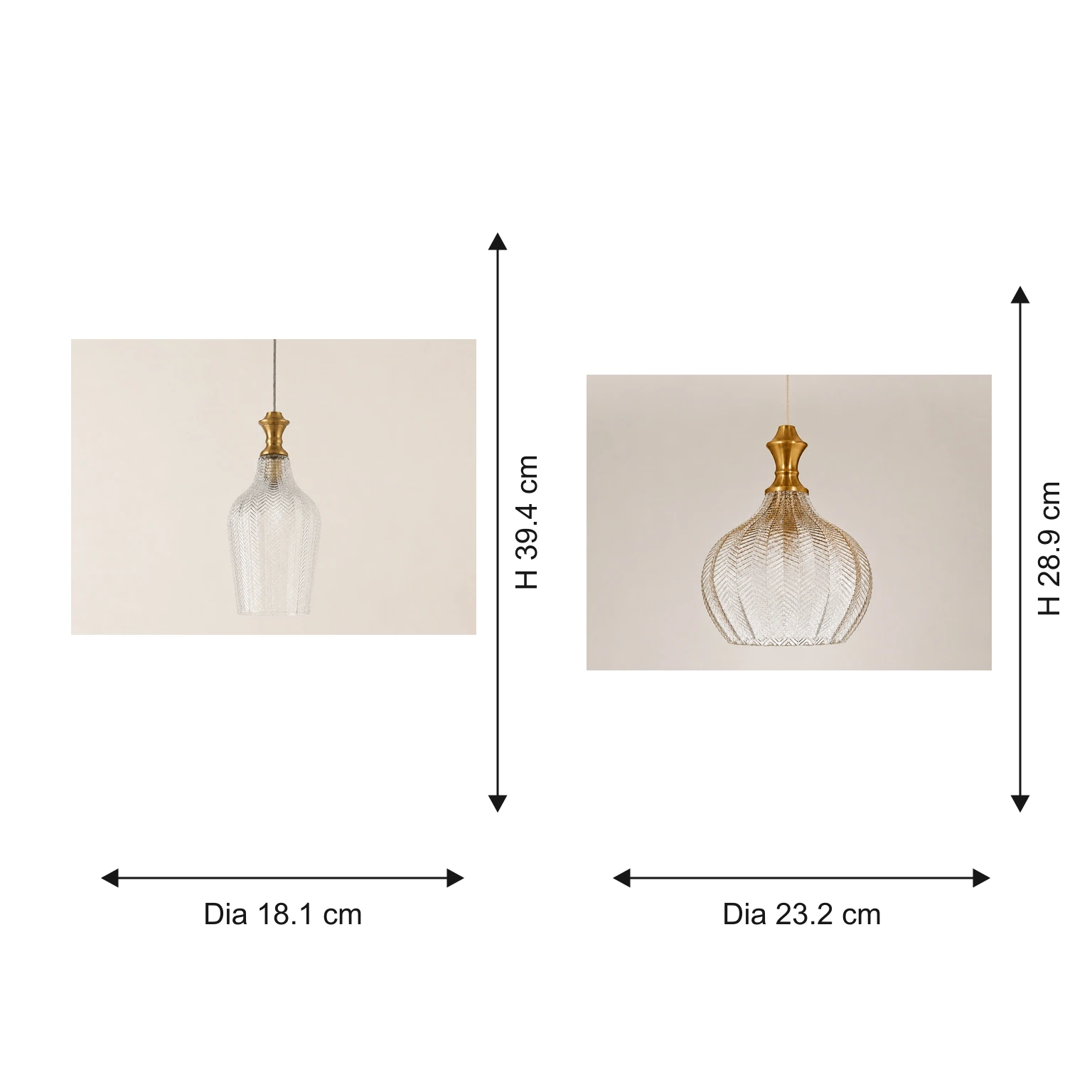 Benoit pendant light dimensions in centimetres