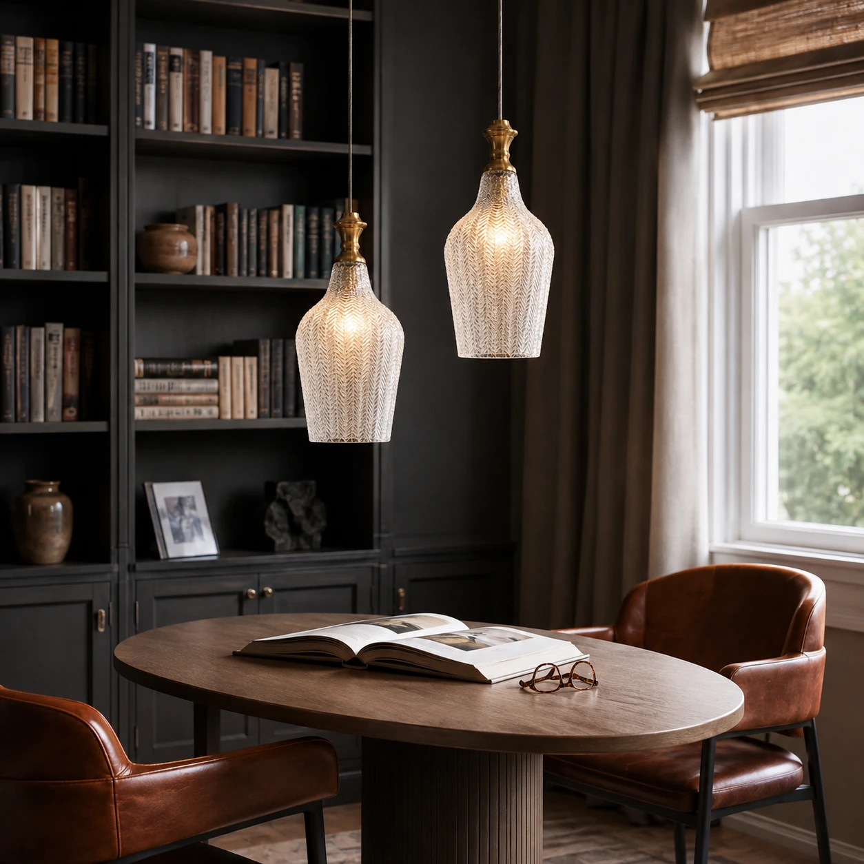 Benoit pendant light in a private library