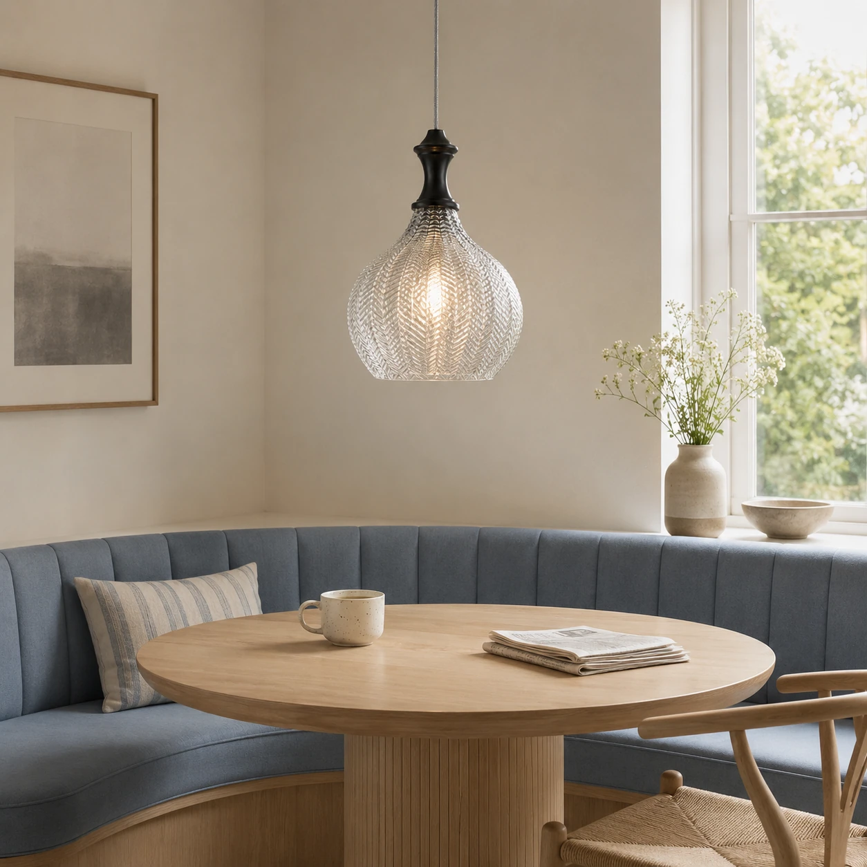 Benoit pendant light in a modern breakfast nook