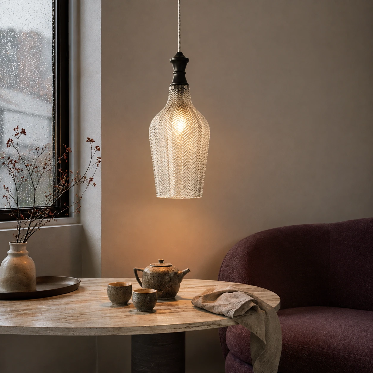 Benoit pendant light in an elegant tea corner