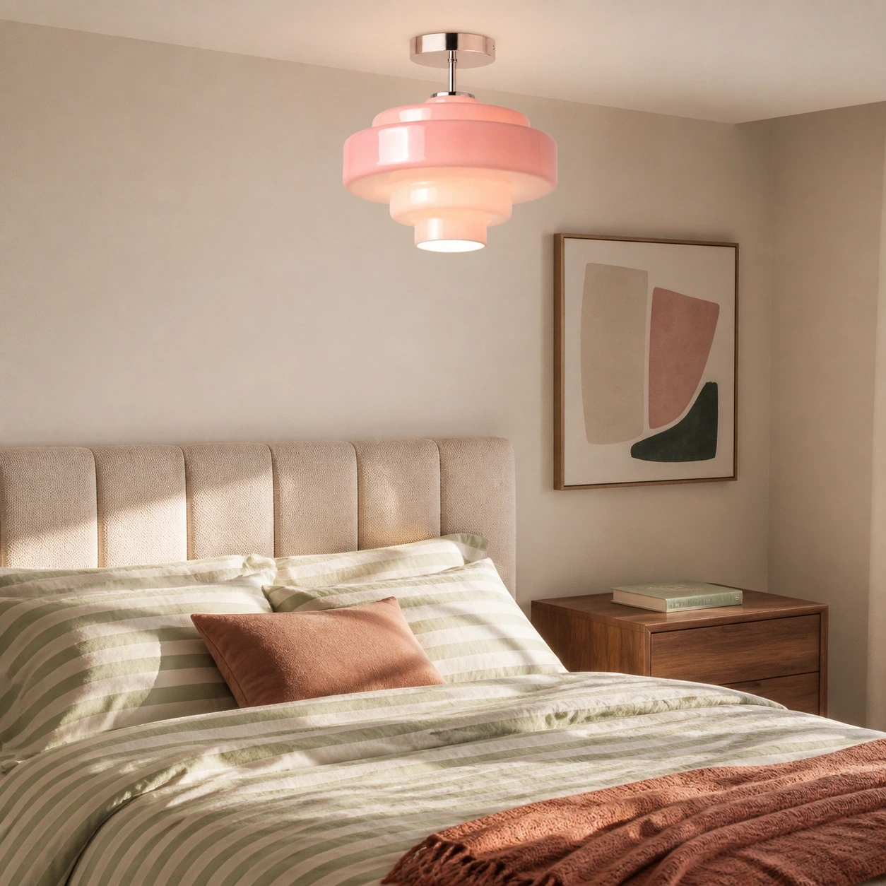 Pink Ivon ceiling light in a modern light-luxury bedroom