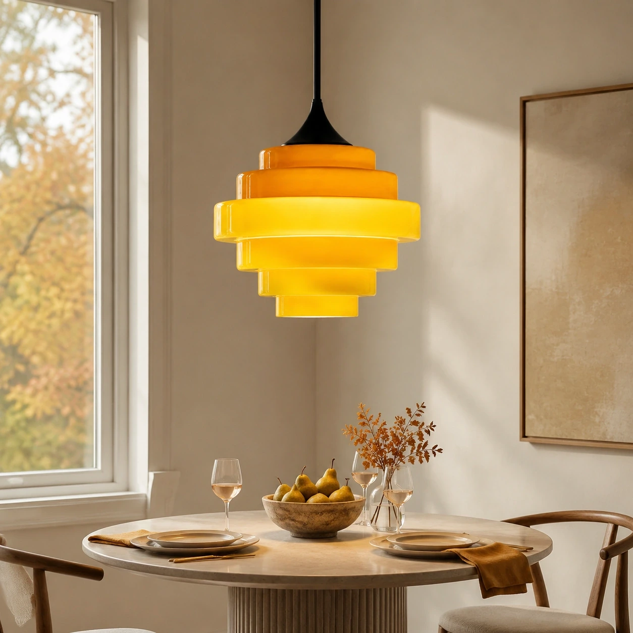 Ethel Bauhaus Tiered Muriel Gradient Glass Pendant Light