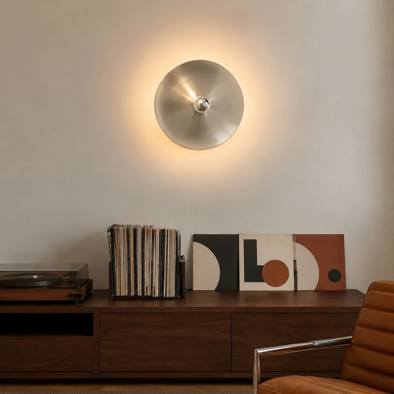 Rupert Bauhaus Disc Round Wall Sconce lifestyle view 13