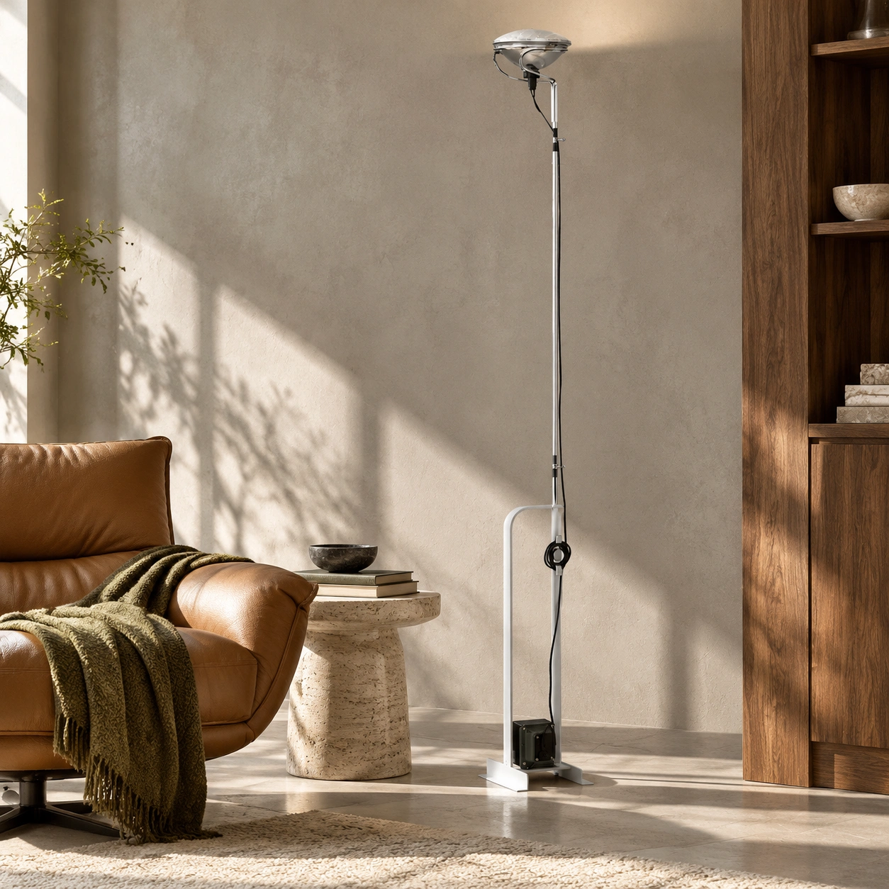 Dieter Toio white floor lamp in a reading corner
