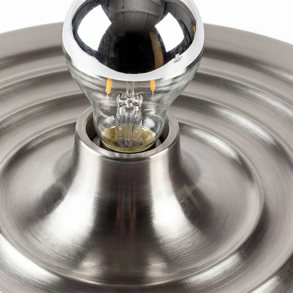 Close view of the exposed E27 socket