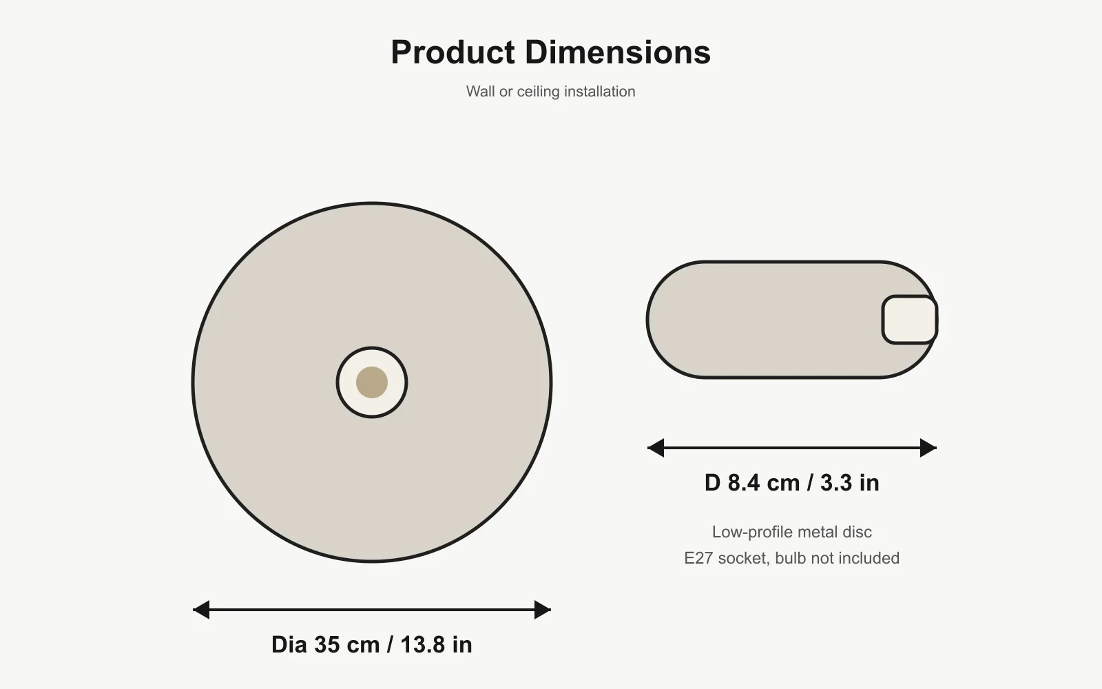 Rupert wall and ceiling light dimensions