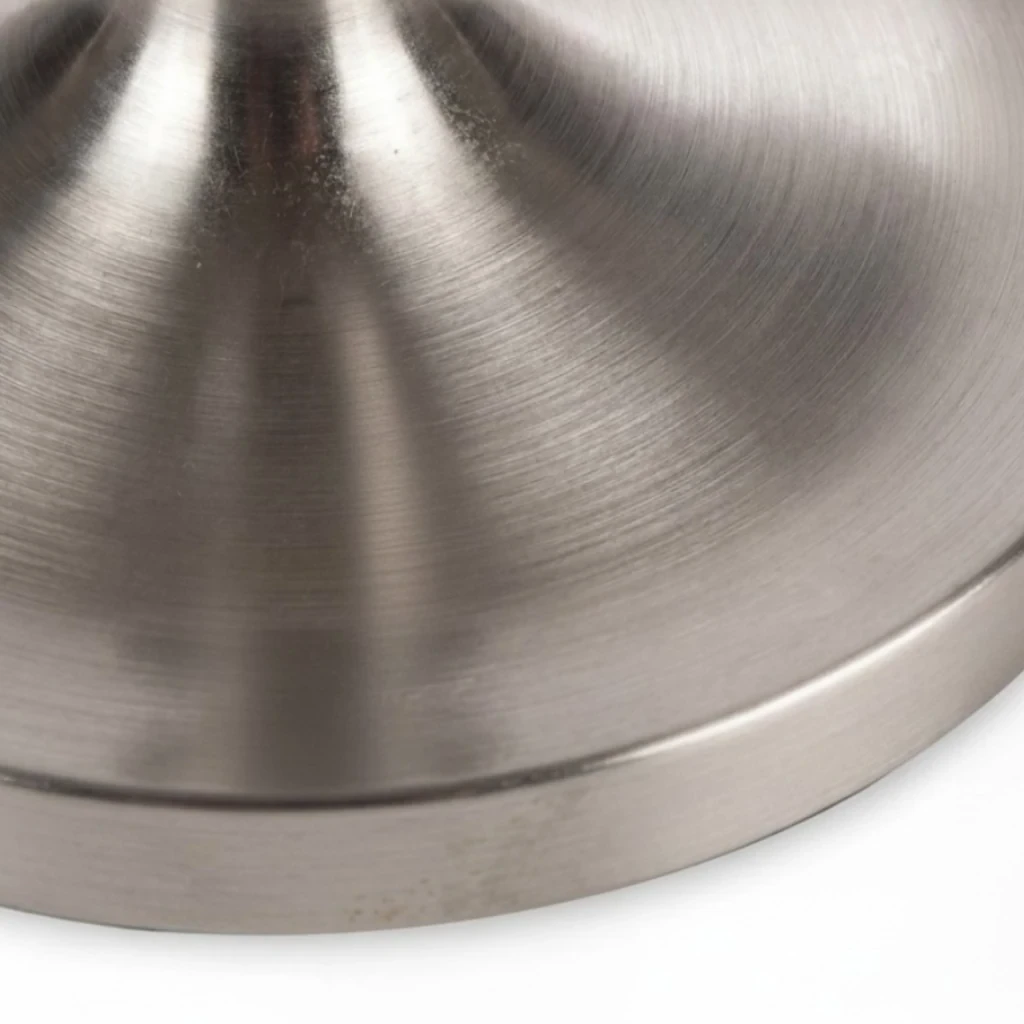 Close view of the brushed metal finish