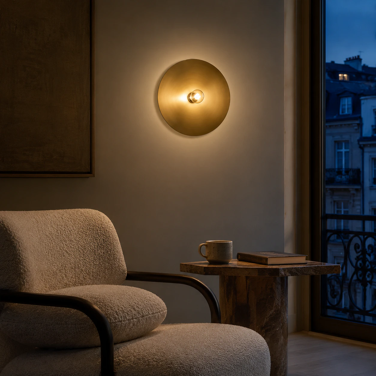 Rupert Bauhaus Disc Round Wall Sconce lifestyle view 11