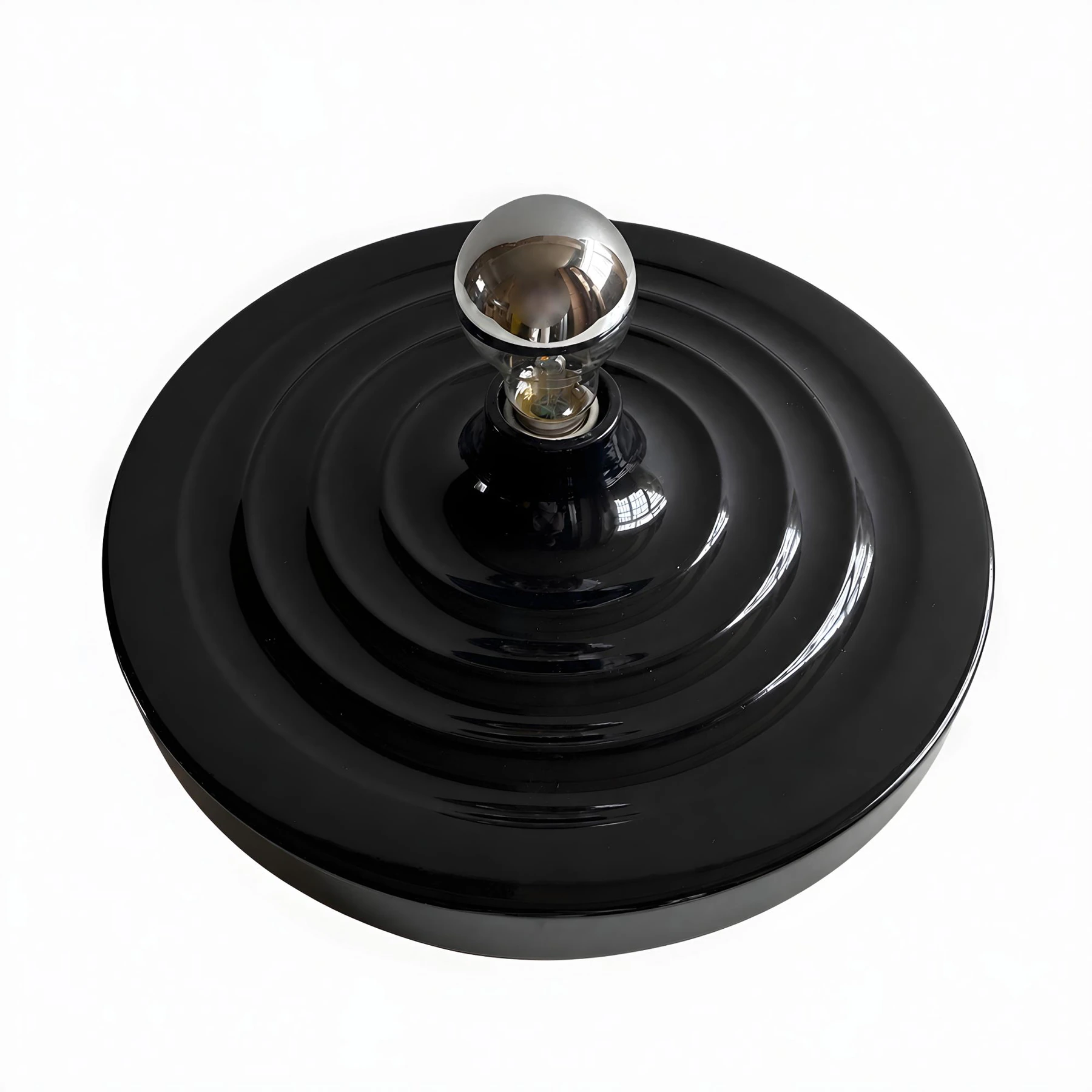 Rupert Bauhaus Disc Round Wall Sconce ripple black