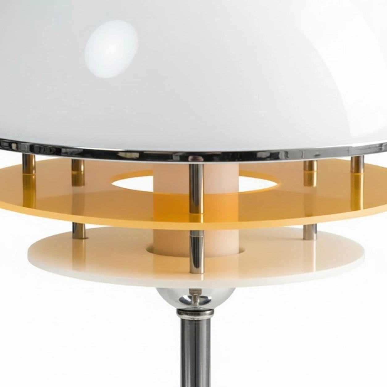 White acrylic dome and orange rings