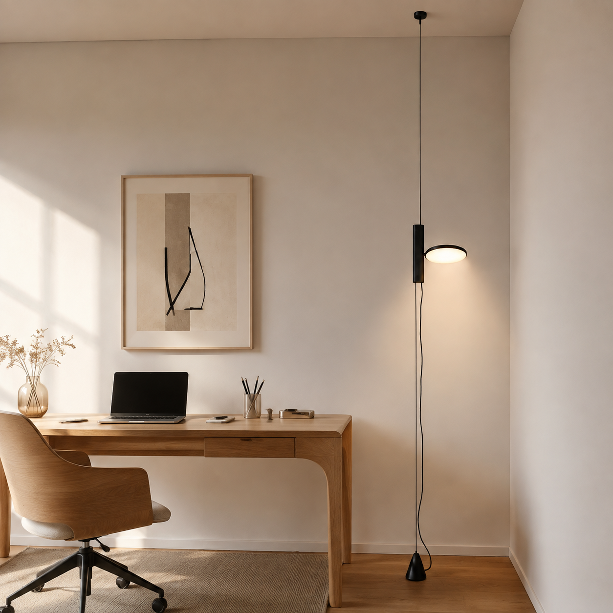 Dieter floor lamp beside an office desk