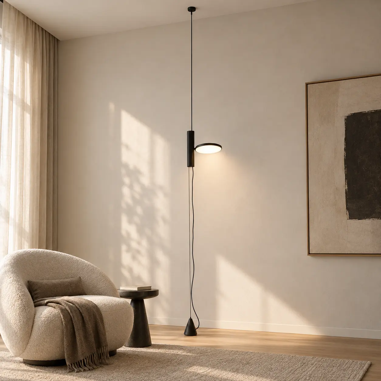 Dieter floor lamp beside a reading chair