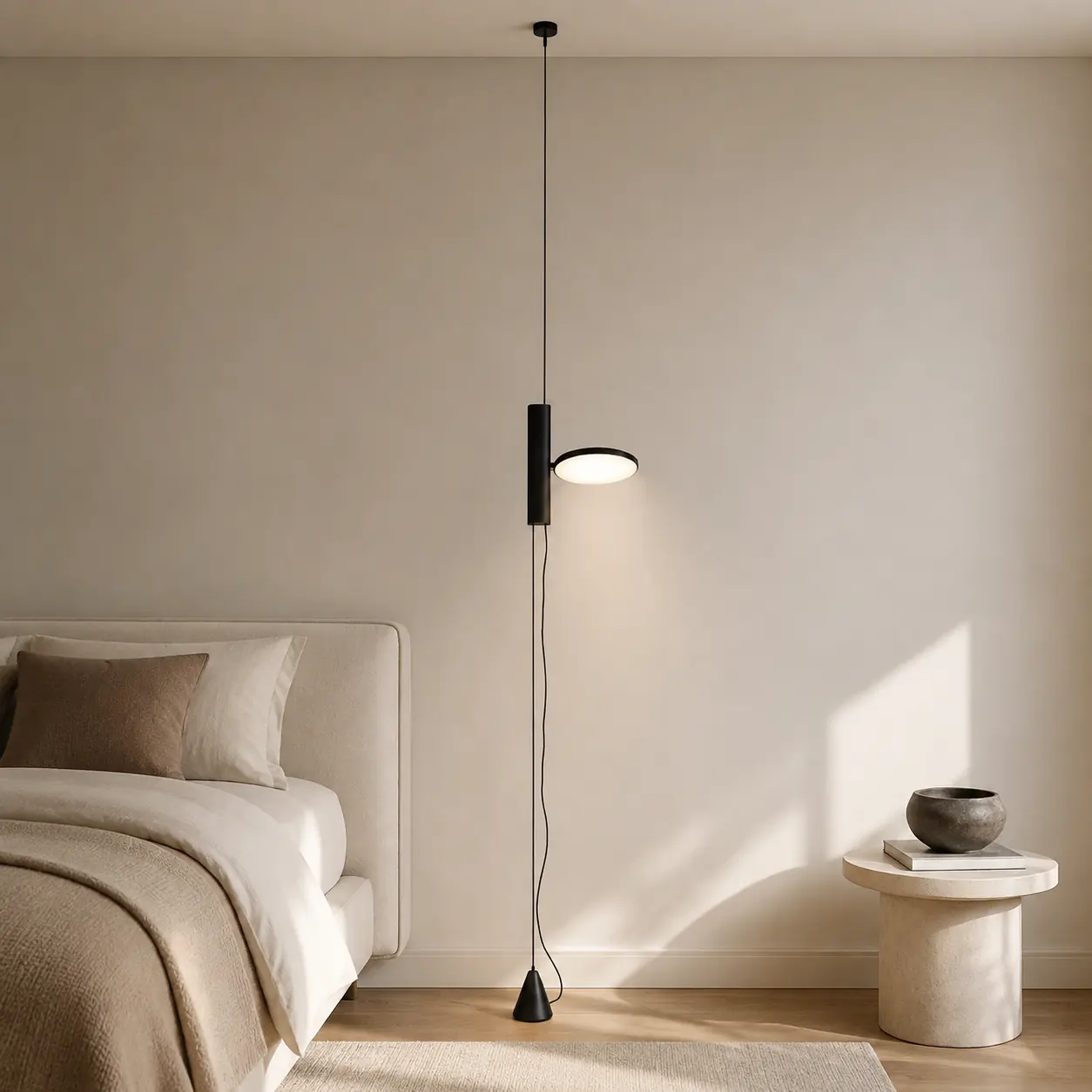 Dieter floor lamp beside a bed
