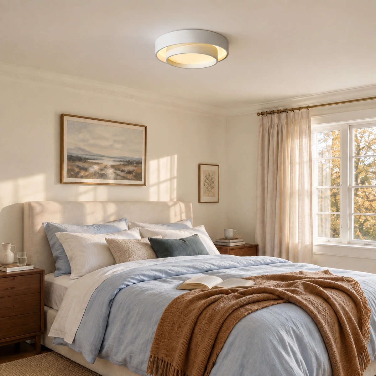 Ceiling light in a bedroom