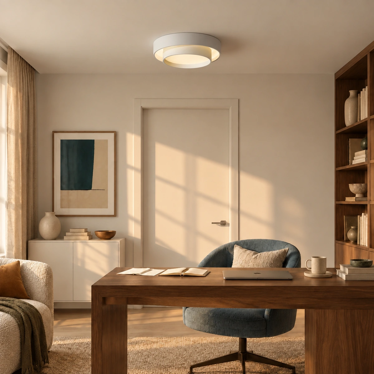 Ceiling light in a study