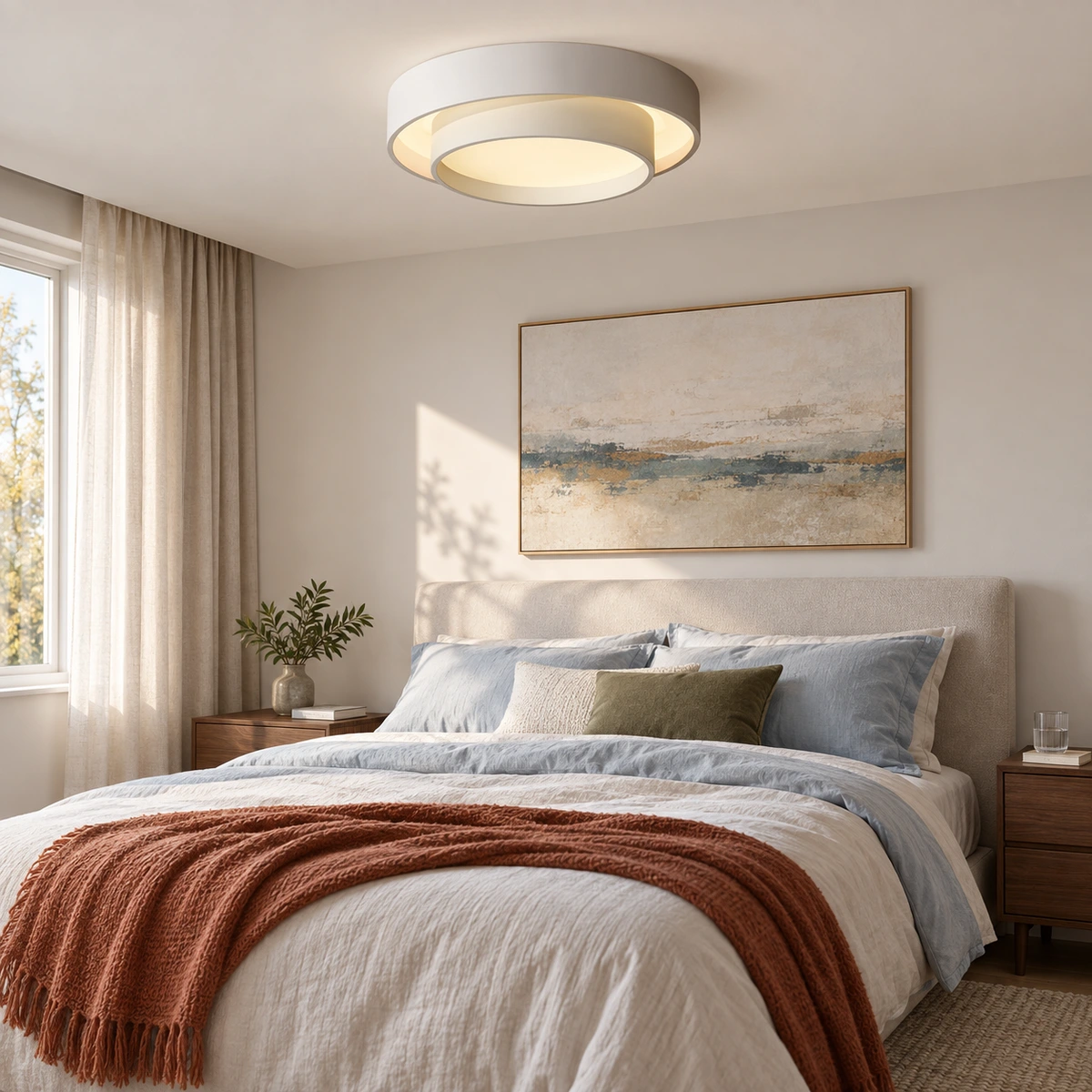 Modern Double Round LED Ceiling Light - lighting atmosphere 02