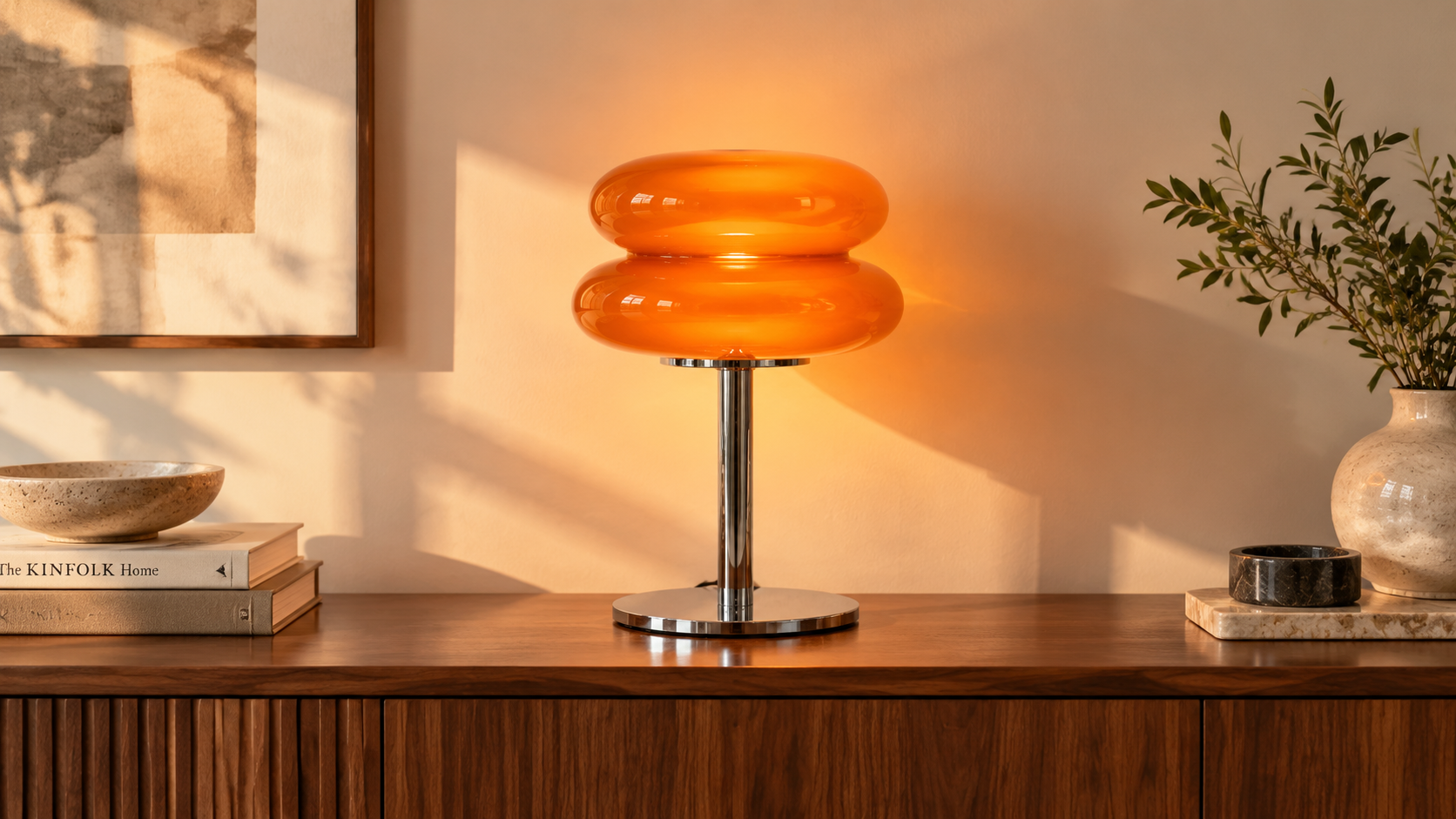 Orange Lollipop table lamp in a modern autumn interior