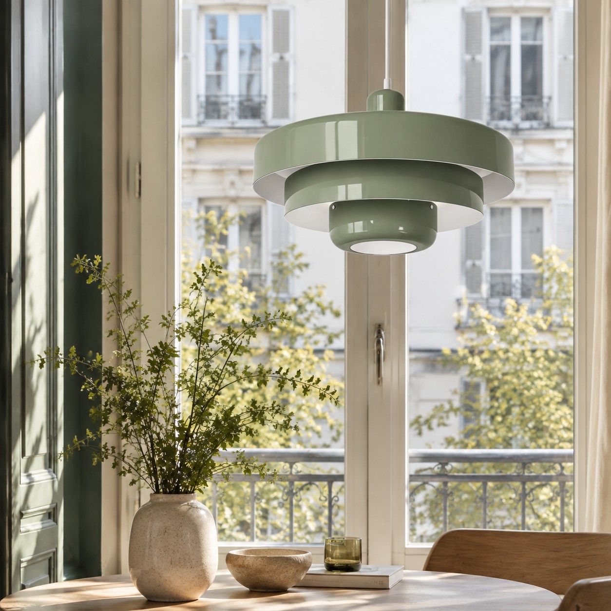 Pink pendant lamp scene