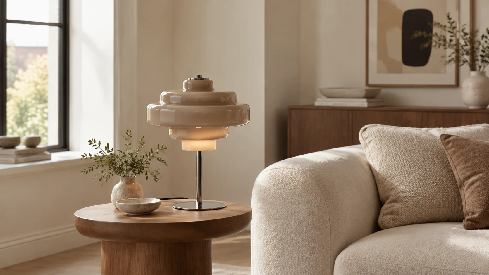 Beige Odin ceiling light in a modern bedroom