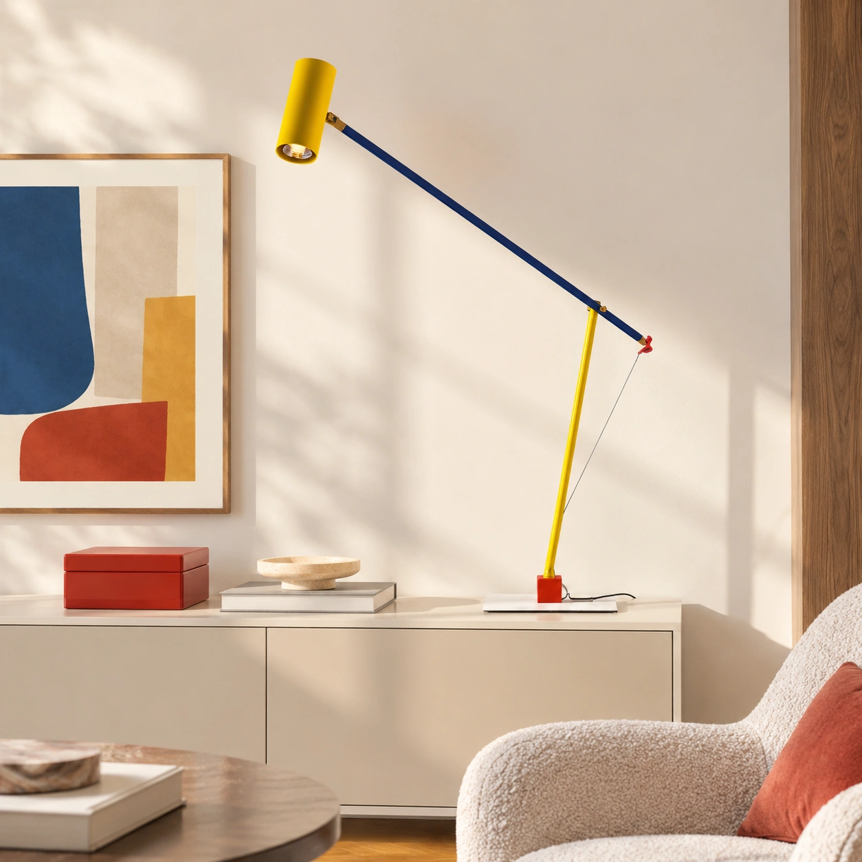 Lamp on a cream console