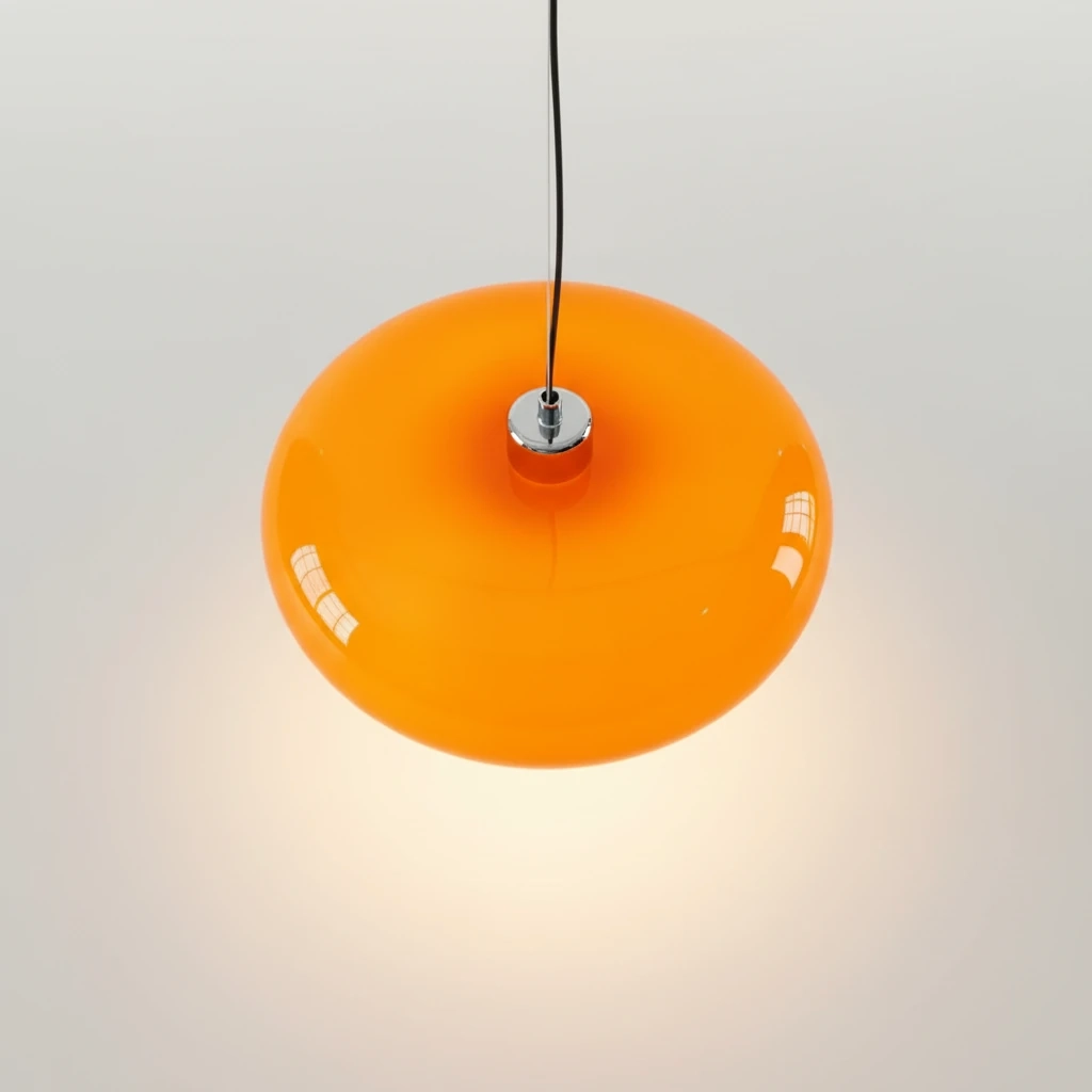 Top view of orange glass pendant