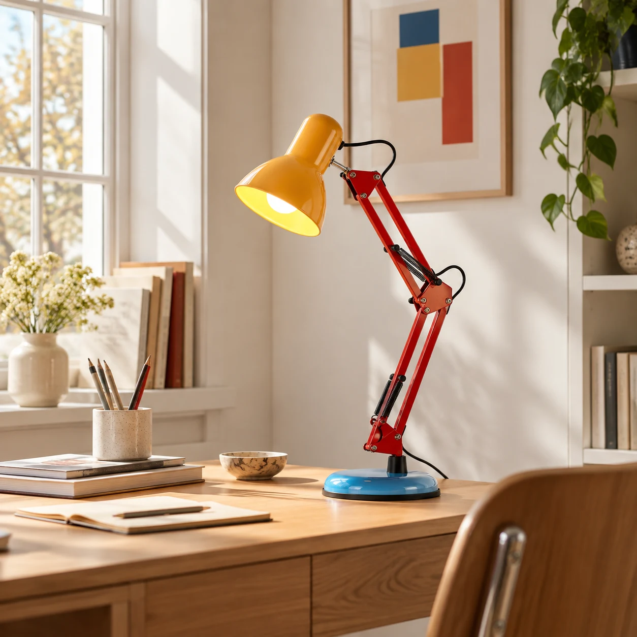 Adjustable Memphis table lamp on a modern desk