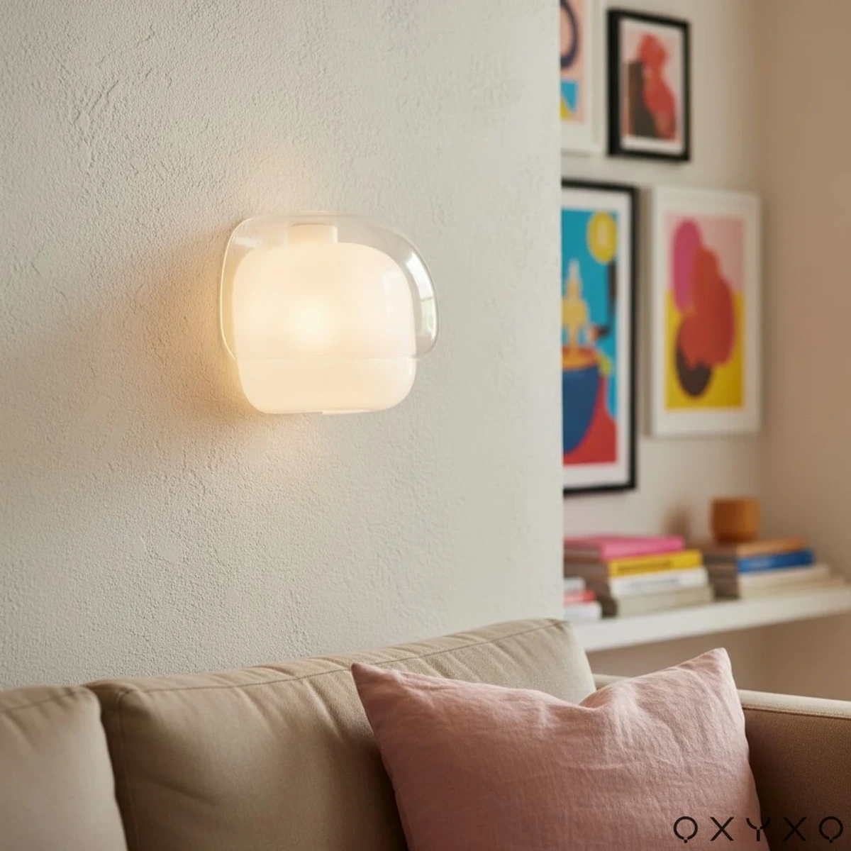 Burgundy wall sconce in a modern room