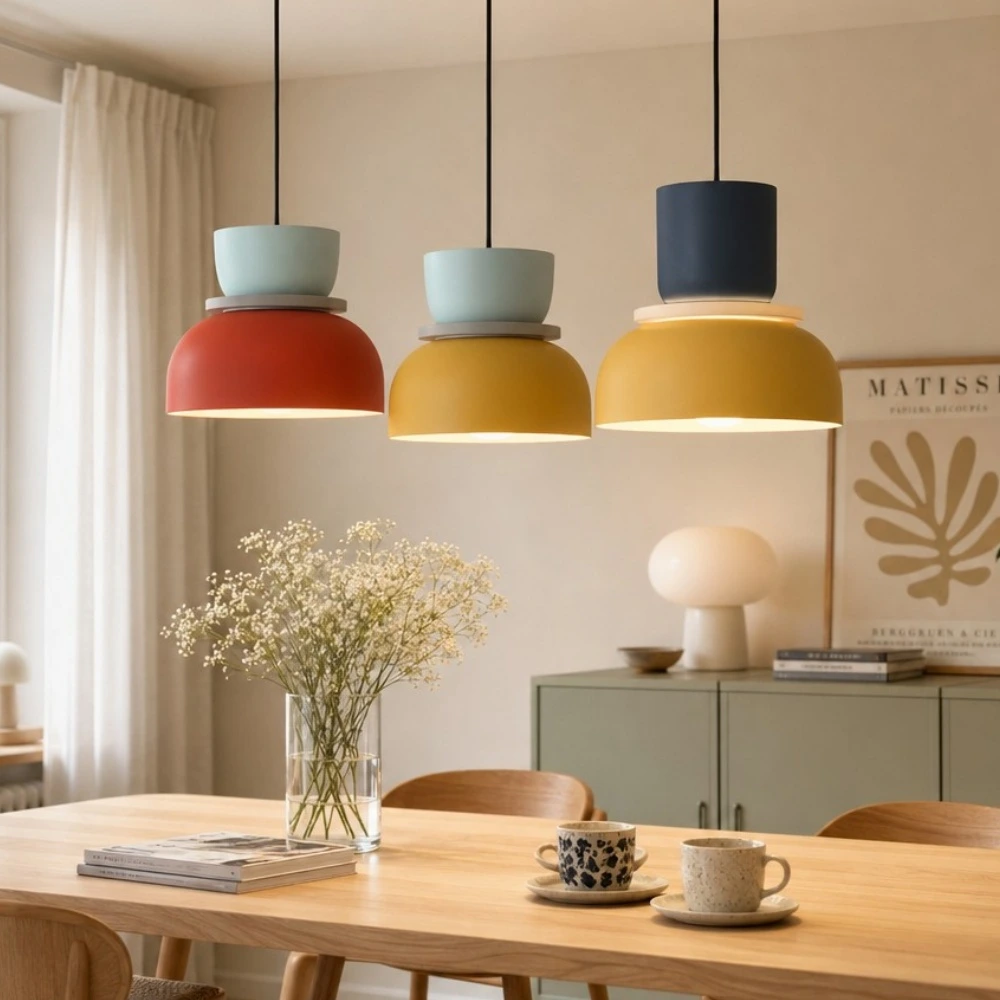 Macaron pendant in a warm contemporary room