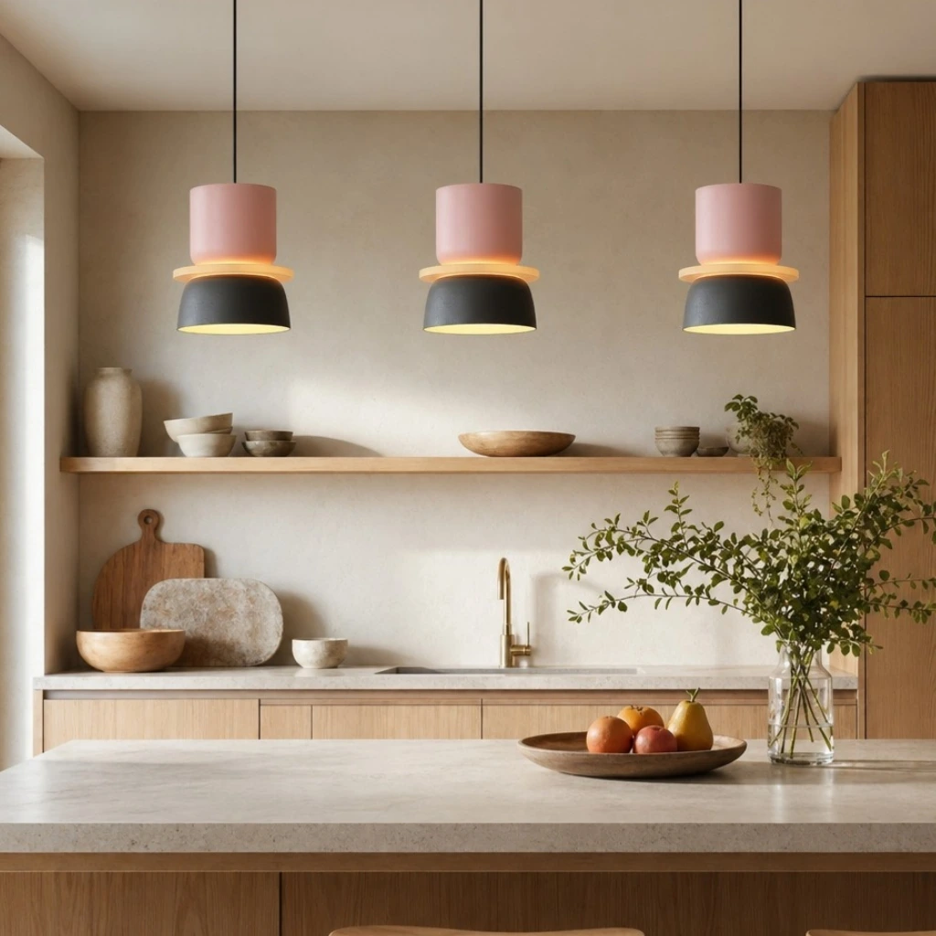 Macaron pendant in a warm contemporary room