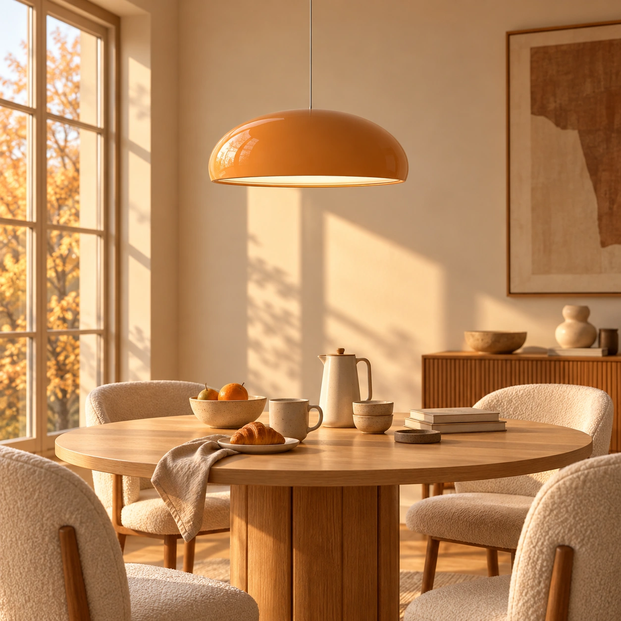Elyndraea acrylic pendant in a warm dining room