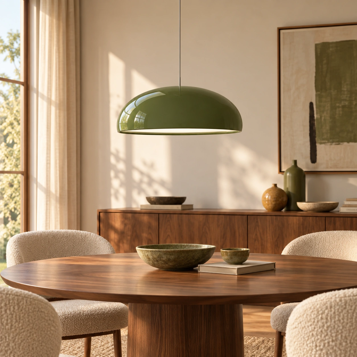 Elyndraea acrylic pendant in a lived-in modern interior