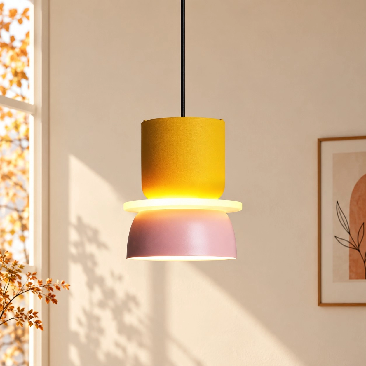 Pendant in a bright entryway