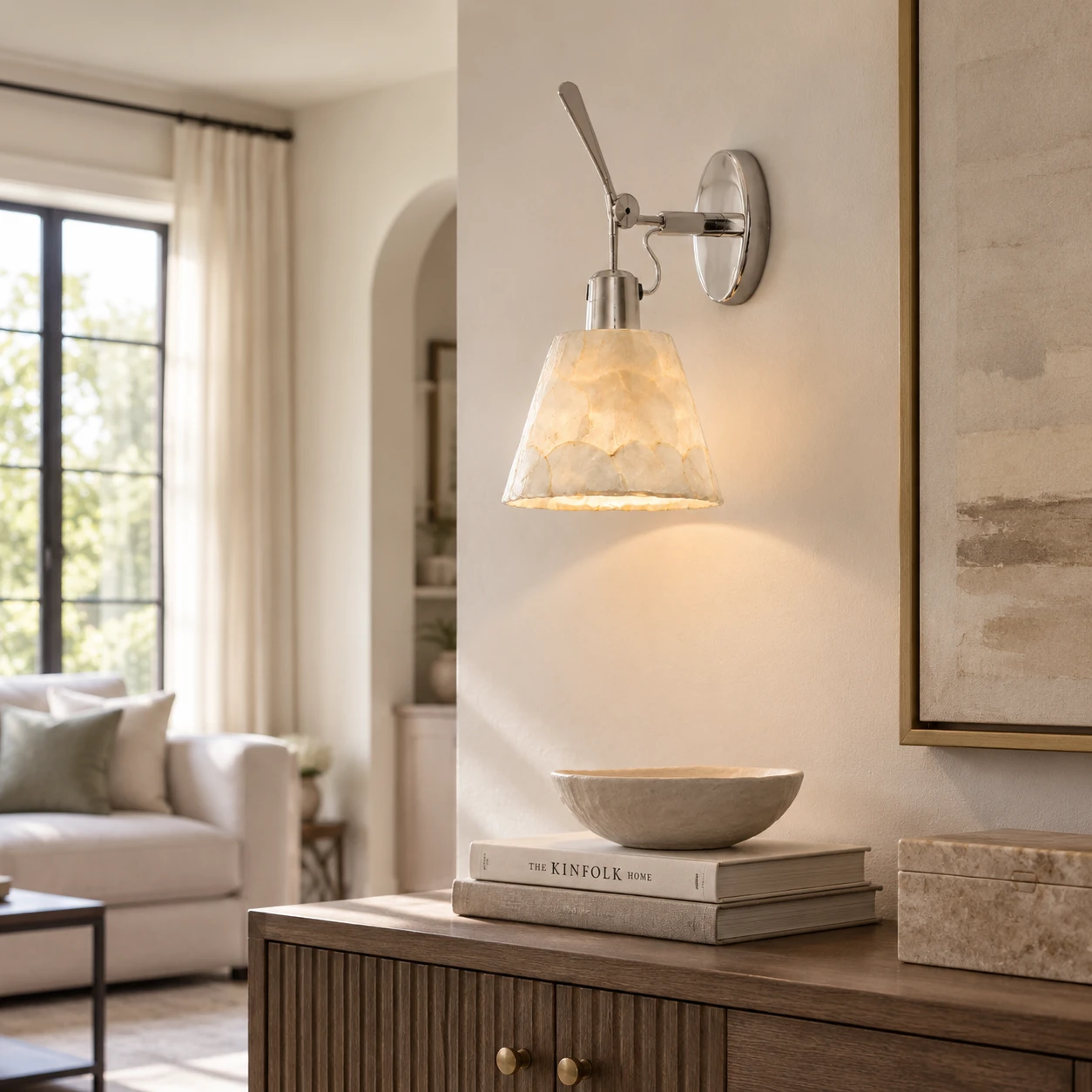 Elara wall light in a calm living room