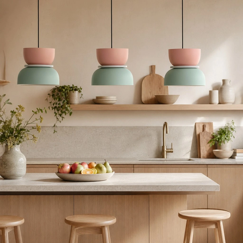 Macaron pendant in a warm contemporary room