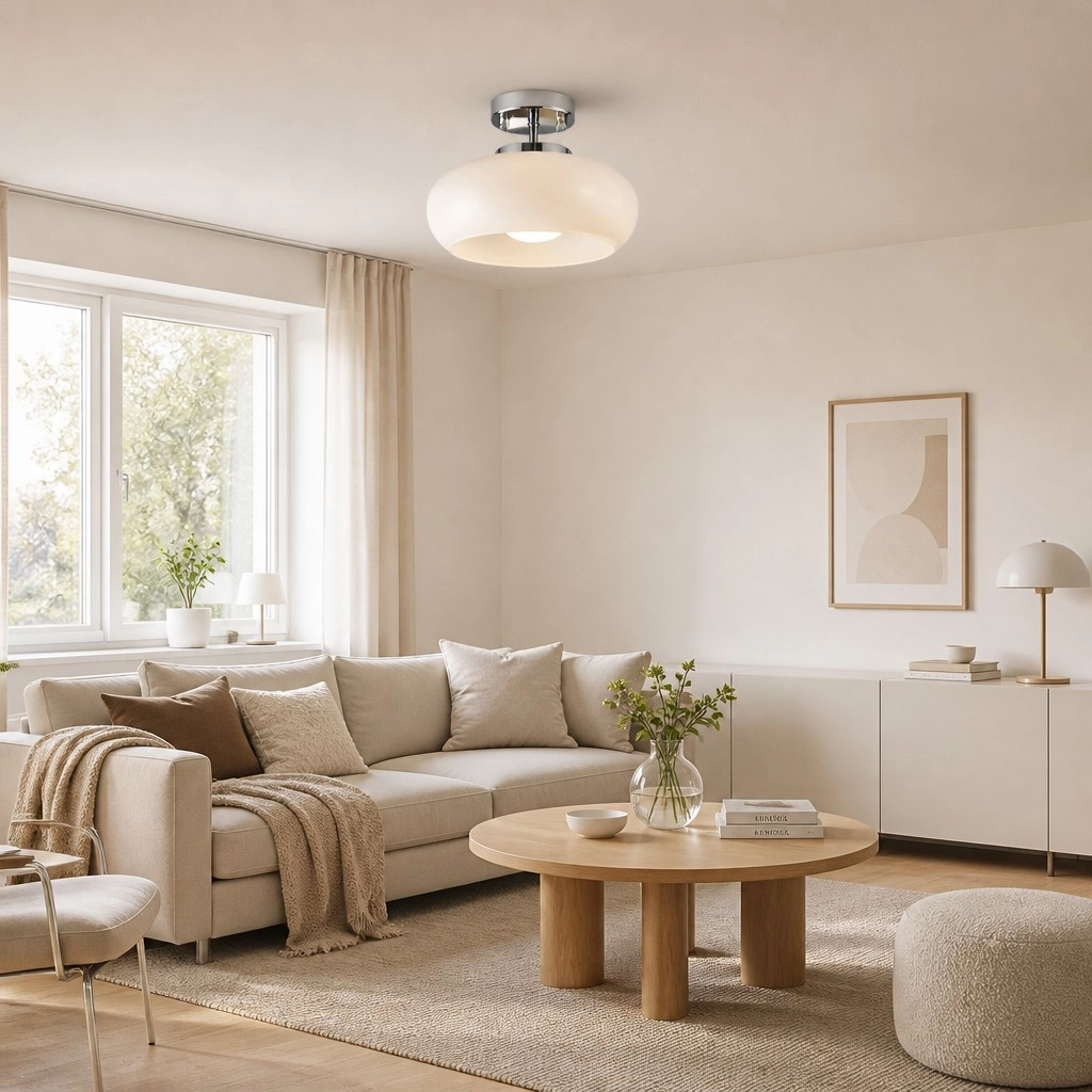 White ceiling light in a living room