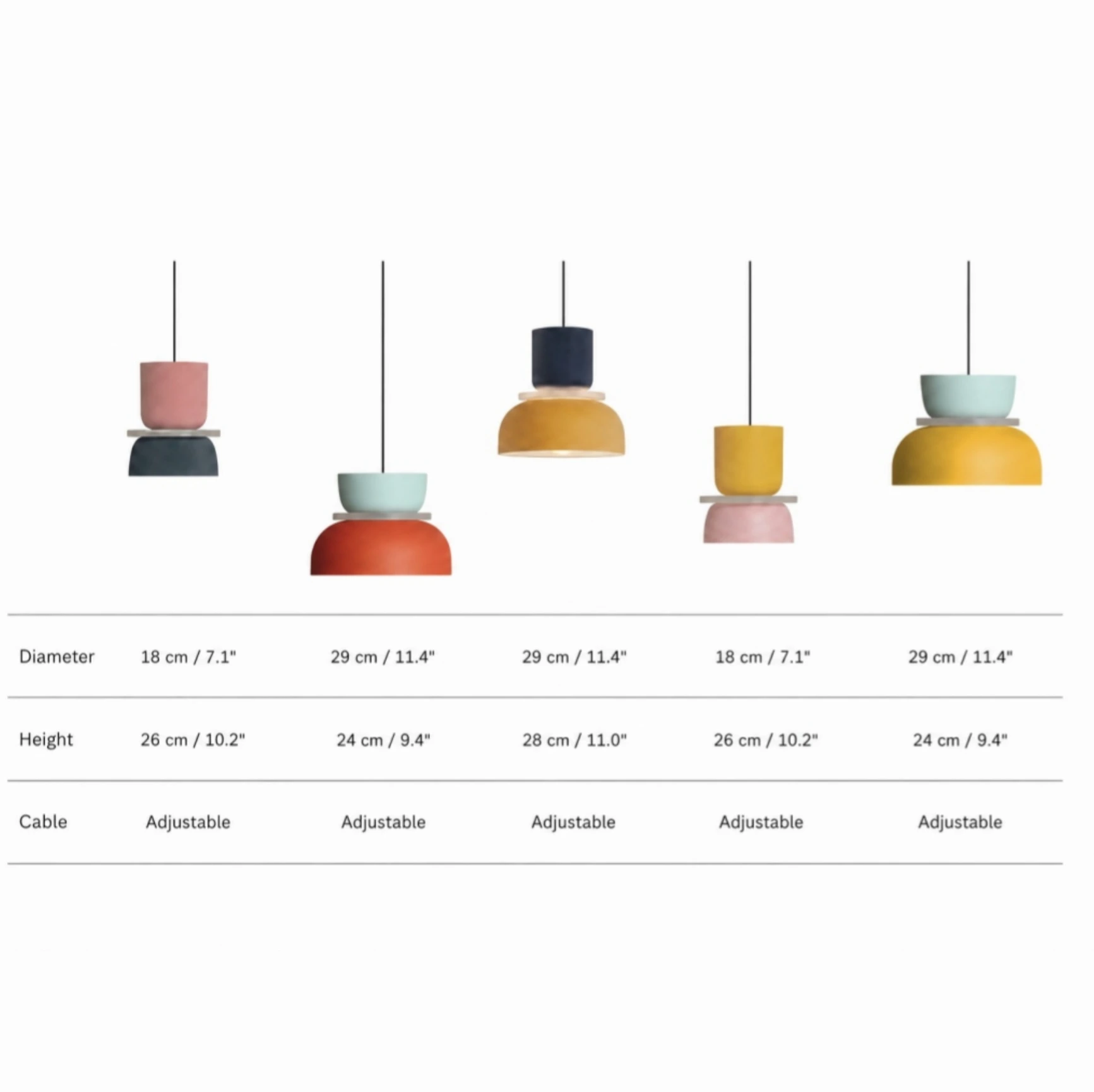 Macaron pendant size diagram