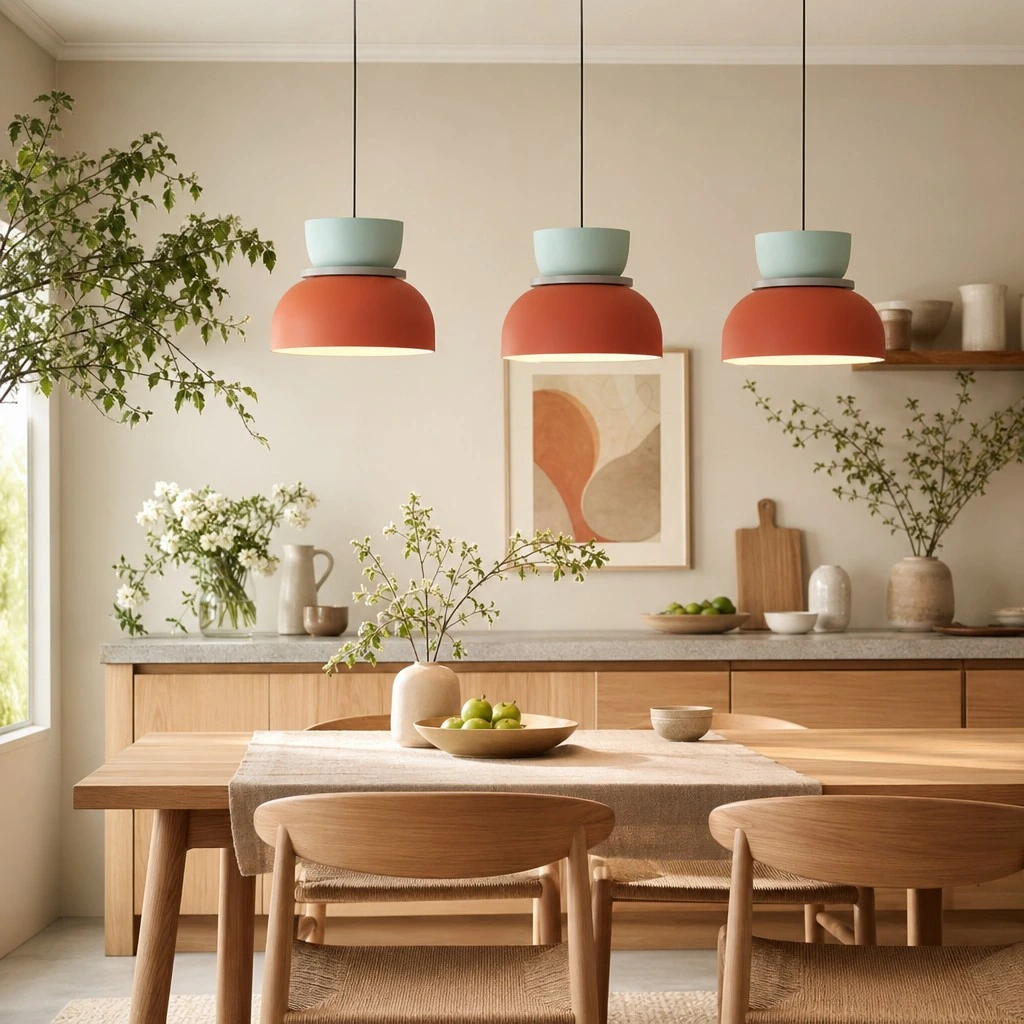 Macaron pendant in a warm contemporary room